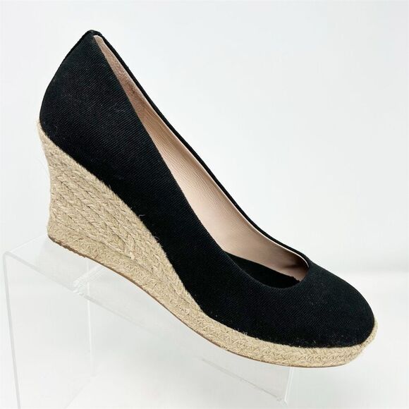 J.Crew Women's Espadrille Wedge Heels Size 12 Black Canvas Casual Comfort - Picture 1 of 12